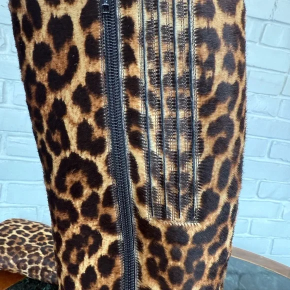 Christian Louboutin Pony Hair Leopard inside zipper HIGH Boots - Picture 10 of 11